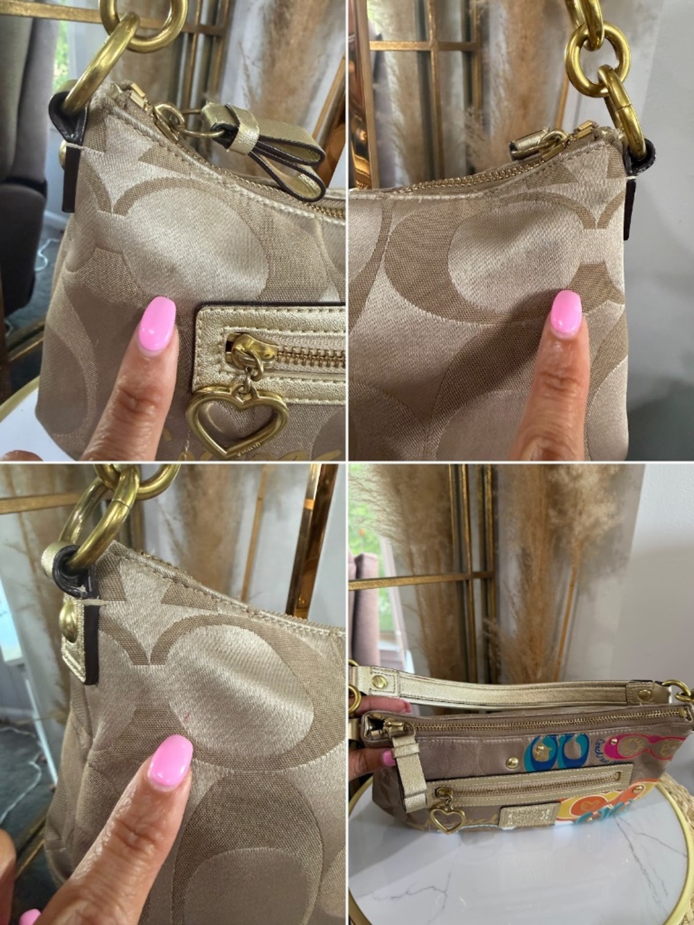 Coach Poppy Daisy Pop C Appliqué Hobo Shoulder Bag Vintage Y2K Purse F20029 - Picture 13 of 14